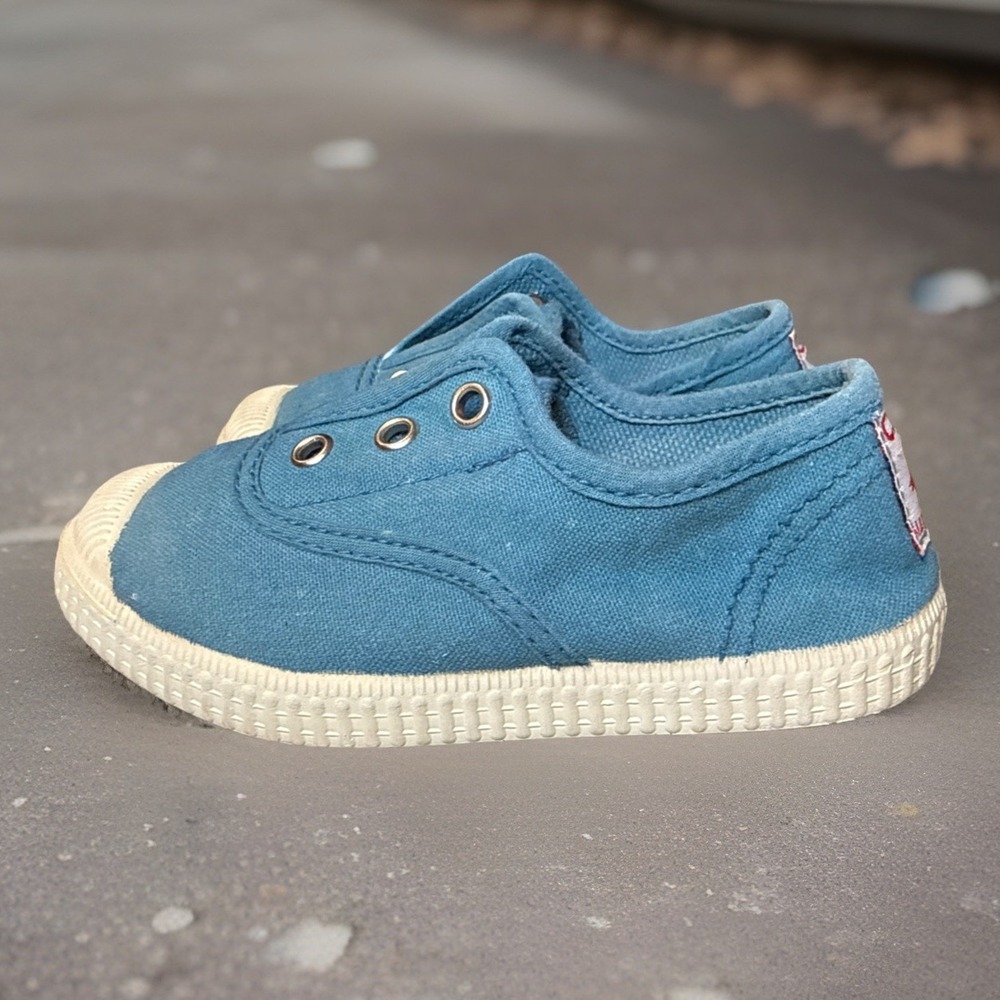 Cienta Toddler Slip On‎ Canvas Sneaker Teal Blue 25 Shoes Kicks Casual Unisex